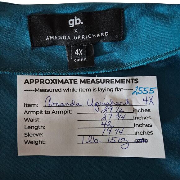 GB X Amanda Uprichard Womens Dress 4X Blue Long Sleeve Scoop Neck Minimalist - Picture 14 of 15